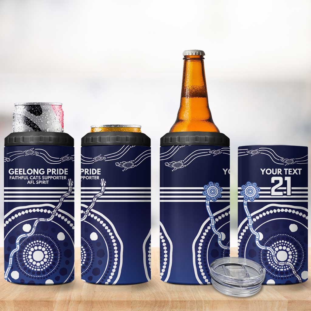 Custom Geelong Pride 4 in 1 Can Cooler Tumbler On the Road to Glory Indigenous Aboriginal - Aussie Hoodie