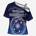 Custom Geelong Pride Cross Shoulder Shirt On the Road to Glory Indigenous Aboriginal - Aussie Hoodie