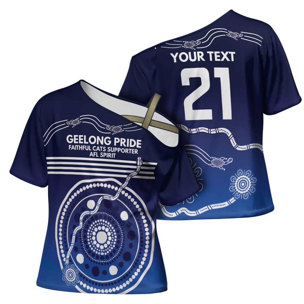 Custom Geelong Pride Cross Shoulder Shirt On the Road to Glory Indigenous Aboriginal - Aussie Hoodie