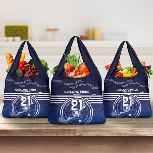 Custom Geelong Pride Grocery Bag On the Road to Glory Indigenous Aboriginal - Aussie Hoodie