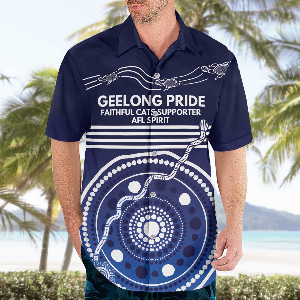 Custom Geelong Pride Hawaiian Shirt On the Road to Glory Indigenous Aboriginal - Aussie Hoodie