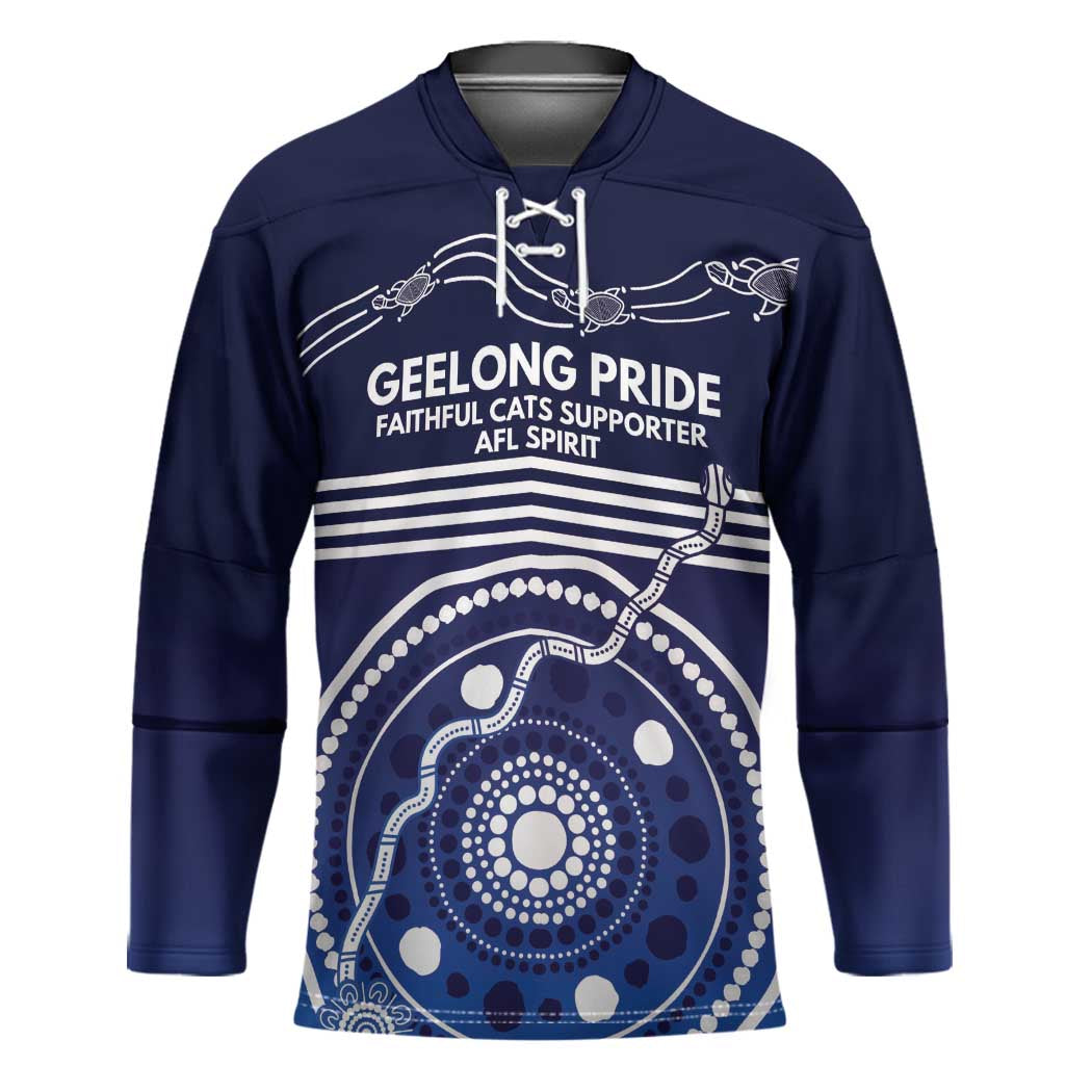 Custom Geelong Pride Hockey Jersey On the Road to Glory Indigenous Aboriginal - Aussie Hoodie