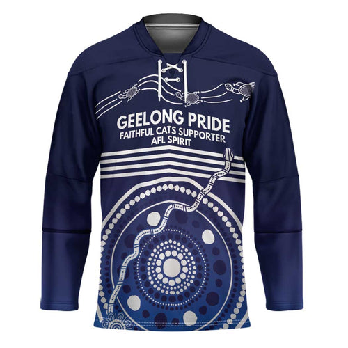 Custom Geelong Pride Hockey Jersey On the Road to Glory Indigenous Aboriginal - Aussie Hoodie