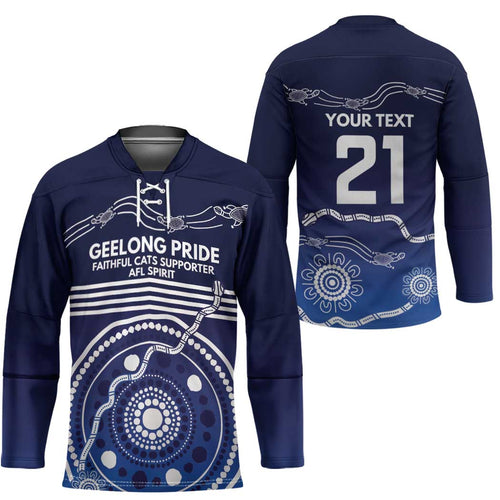 Custom Geelong Pride Hockey Jersey On the Road to Glory Indigenous Aboriginal - Aussie Hoodie