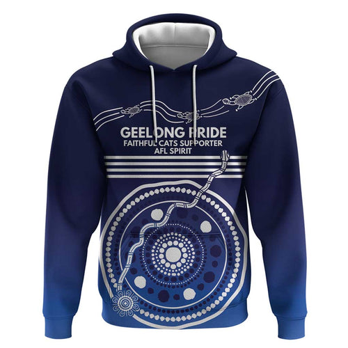 Custom Geelong Pride Hoodie On the Road to Glory Indigenous Aboriginal - Aussie Hoodie