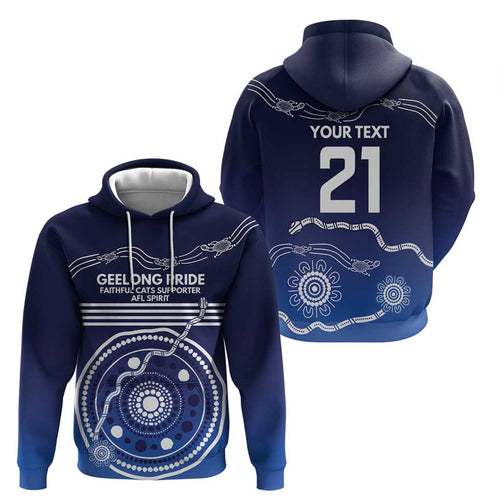 Custom Geelong Pride Hoodie On the Road to Glory Indigenous Aboriginal - Aussie Hoodie