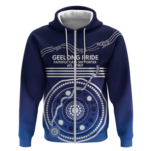 Custom Geelong Pride Hoodie On the Road to Glory Indigenous Aboriginal - Aussie Hoodie