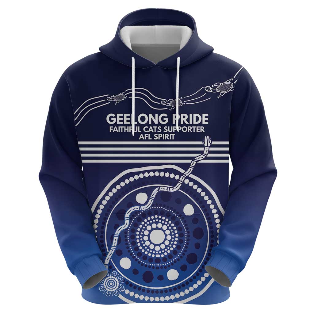 Custom Geelong Pride Hoodie On the Road to Glory Indigenous Aboriginal - Aussie Hoodie