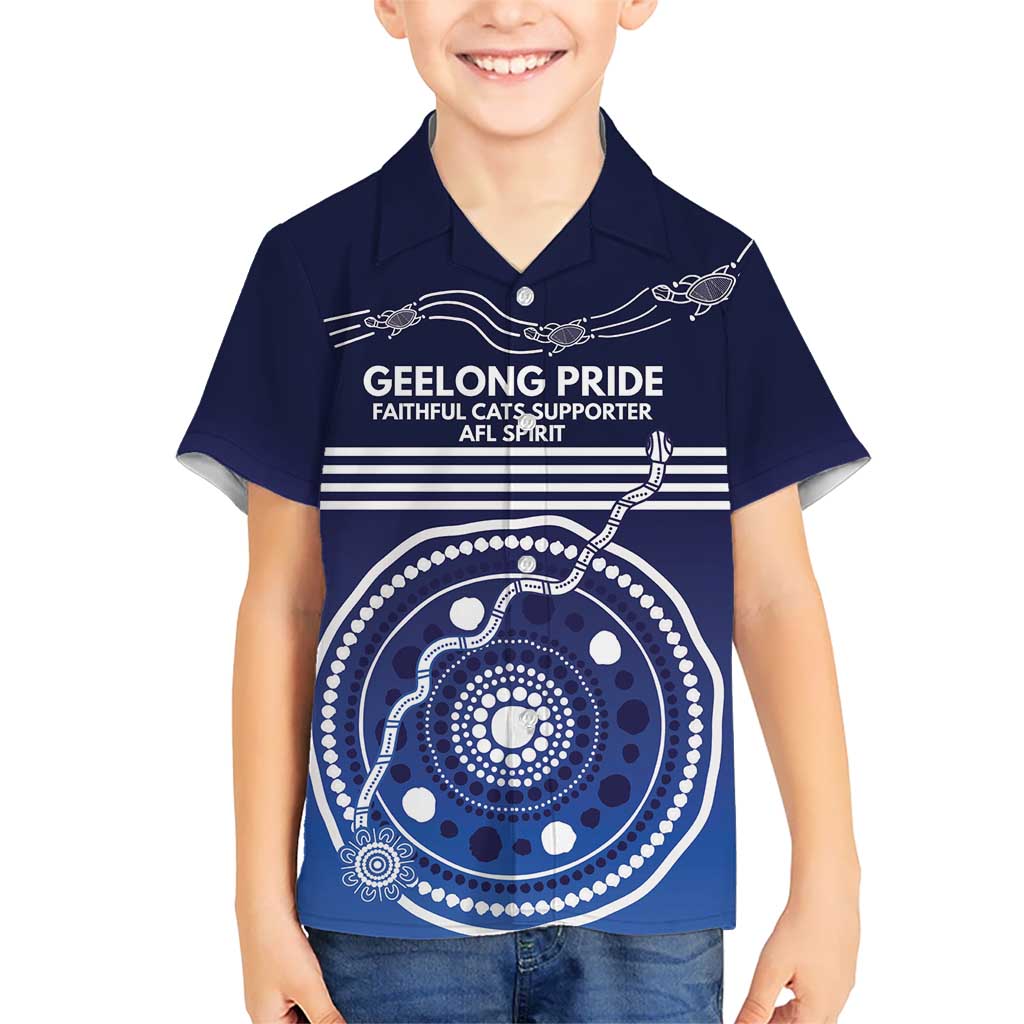 Custom Geelong Pride Kid Hawaiian Shirt On the Road to Glory Indigenous Aboriginal - Aussie Hoodie