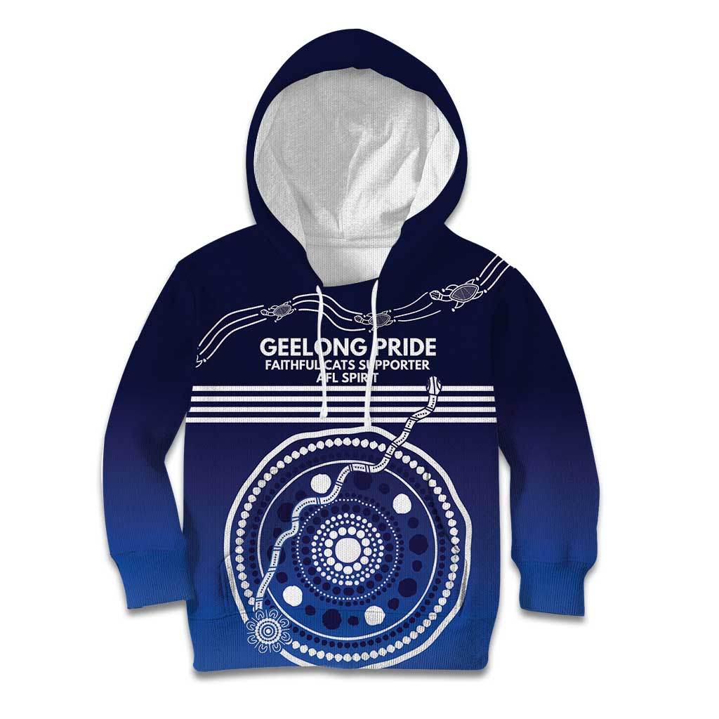 Custom Geelong Pride Kid Hoodie On the Road to Glory Indigenous Aboriginal - Aussie Hoodie