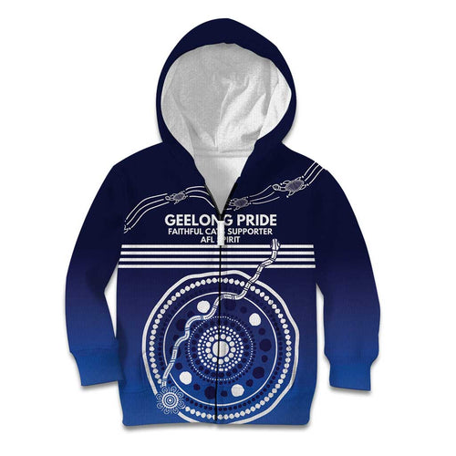 Custom Geelong Pride Kid Hoodie On the Road to Glory Indigenous Aboriginal - Aussie Hoodie