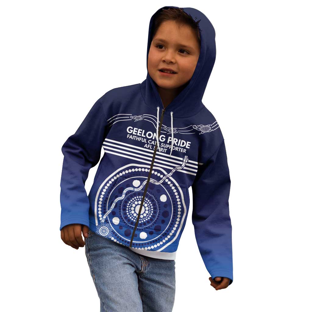 Custom Geelong Pride Kid Hoodie On the Road to Glory Indigenous Aboriginal - Aussie Hoodie