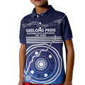 Custom Geelong Pride Kid Polo Shirt On the Road to Glory Indigenous Aboriginal - Aussie Hoodie