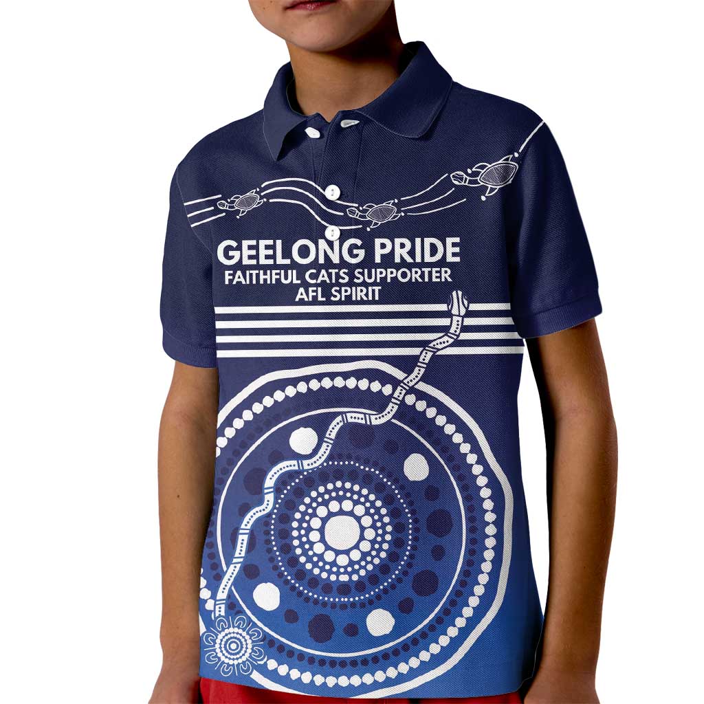 Custom Geelong Pride Kid Polo Shirt On the Road to Glory Indigenous Aboriginal - Aussie Hoodie