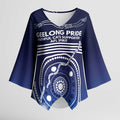 Custom Geelong Pride Kimono Sleeve Blouse On the Road to Glory Indigenous Aboriginal - Aussie Hoodie