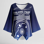 Custom Geelong Pride Kimono Sleeve Blouse On the Road to Glory Indigenous Aboriginal - Aussie Hoodie