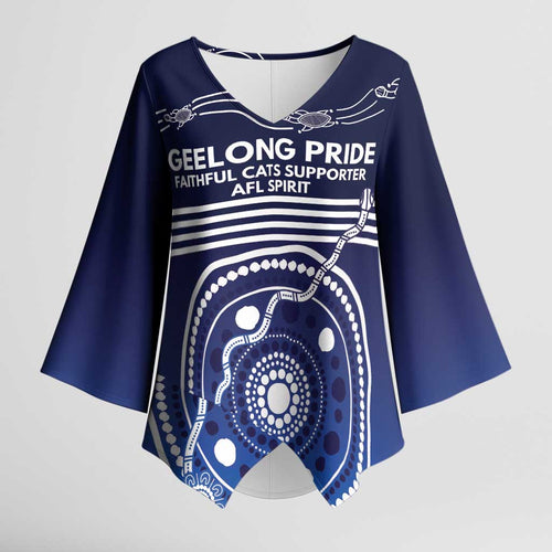 Custom Geelong Pride Kimono Sleeve Blouse On the Road to Glory Indigenous Aboriginal - Aussie Hoodie