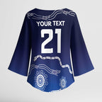 Custom Geelong Pride Kimono Sleeve Blouse On the Road to Glory Indigenous Aboriginal - Aussie Hoodie