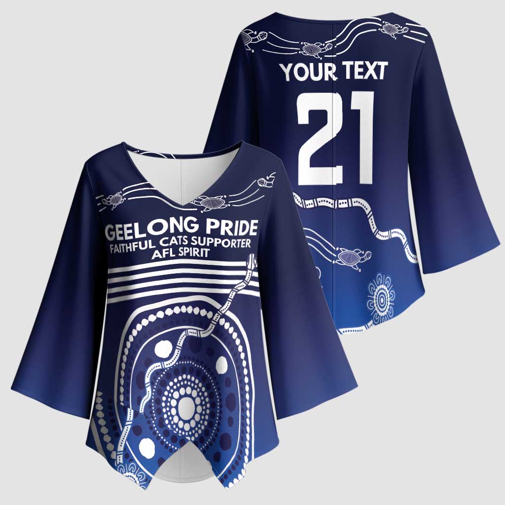 Custom Geelong Pride Kimono Sleeve Blouse On the Road to Glory Indigenous Aboriginal - Aussie Hoodie