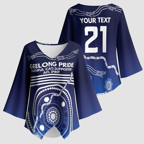 Custom Geelong Pride Kimono Sleeve Blouse On the Road to Glory Indigenous Aboriginal - Aussie Hoodie
