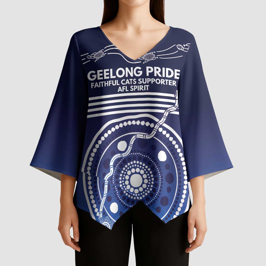 Custom Geelong Pride Kimono Sleeve Blouse On the Road to Glory Indigenous Aboriginal - Aussie Hoodie