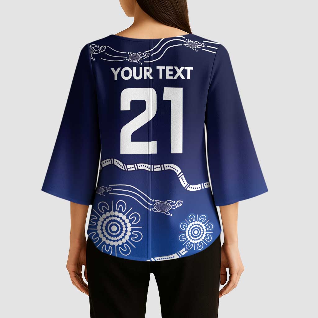 Custom Geelong Pride Kimono Sleeve Blouse On the Road to Glory Indigenous Aboriginal - Aussie Hoodie