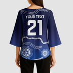 Custom Geelong Pride Kimono Sleeve Blouse On the Road to Glory Indigenous Aboriginal - Aussie Hoodie