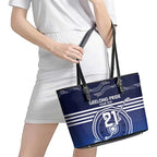 Custom Geelong Pride Leather Tote Bag On the Road to Glory Indigenous Aboriginal - Aussie Hoodie