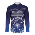 Custom Geelong Pride Long Sleeve Button Shirt On the Road to Glory Indigenous Aboriginal - Aussie Hoodie
