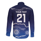 Custom Geelong Pride Long Sleeve Button Shirt On the Road to Glory Indigenous Aboriginal - Aussie Hoodie