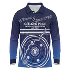Custom Geelong Pride Long Sleeve Polo Shirt On the Road to Glory Indigenous Aboriginal - Aussie Hoodie