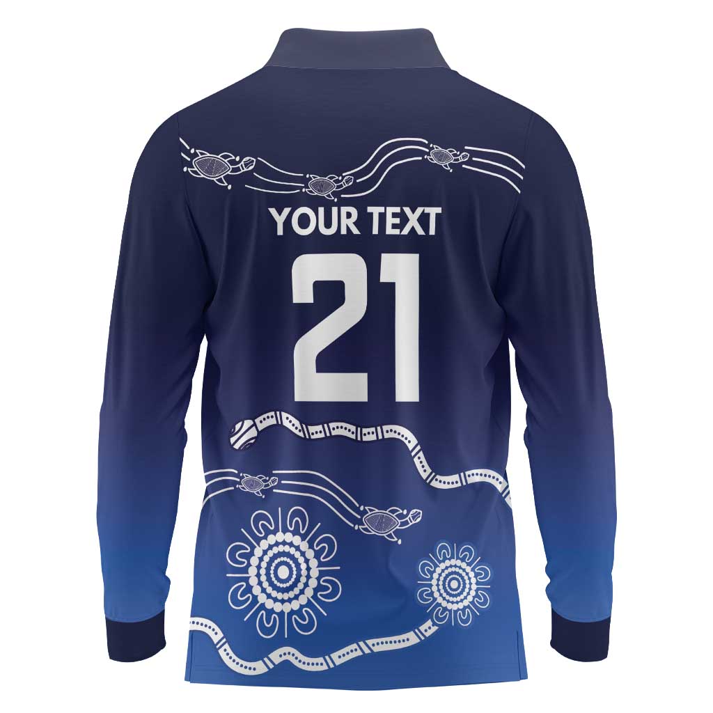 Custom Geelong Pride Long Sleeve Polo Shirt On the Road to Glory Indigenous Aboriginal - Aussie Hoodie
