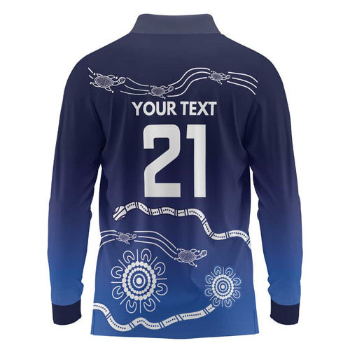 Custom Geelong Pride Long Sleeve Polo Shirt On the Road to Glory Indigenous Aboriginal - Aussie Hoodie