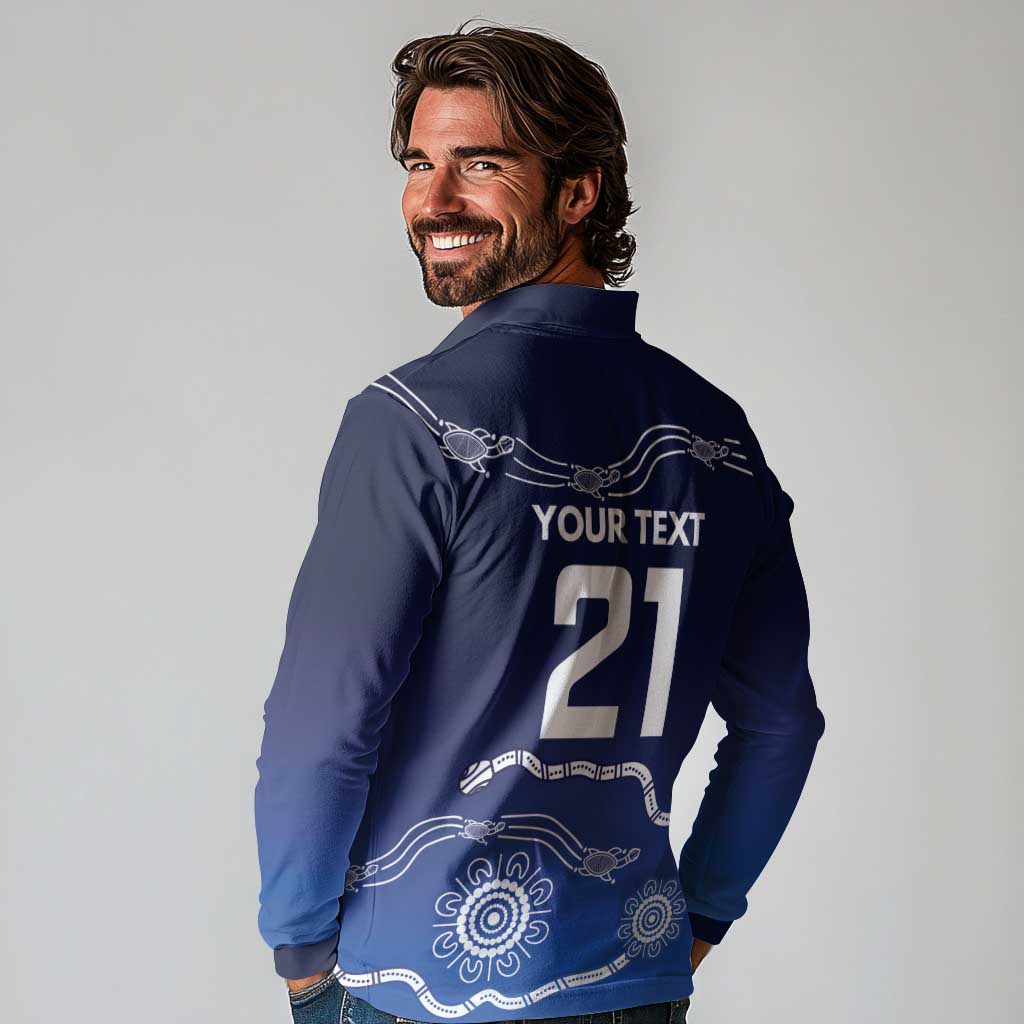 Custom Geelong Pride Long Sleeve Polo Shirt On the Road to Glory Indigenous Aboriginal - Aussie Hoodie