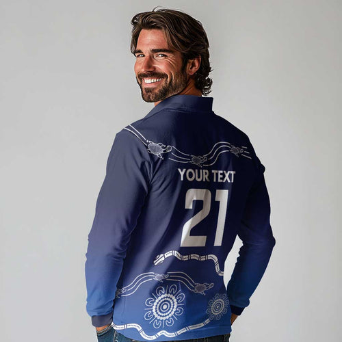 Custom Geelong Pride Long Sleeve Polo Shirt On the Road to Glory Indigenous Aboriginal - Aussie Hoodie