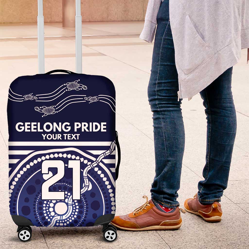 Custom Geelong Pride Luggage Cover On the Road to Glory Indigenous Aboriginal - Aussie Hoodie