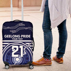 Custom Geelong Pride Luggage Cover On the Road to Glory Indigenous Aboriginal - Aussie Hoodie