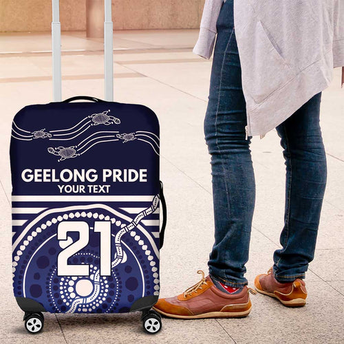 Custom Geelong Pride Luggage Cover On the Road to Glory Indigenous Aboriginal - Aussie Hoodie