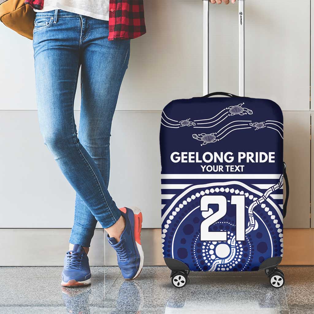Custom Geelong Pride Luggage Cover On the Road to Glory Indigenous Aboriginal - Aussie Hoodie