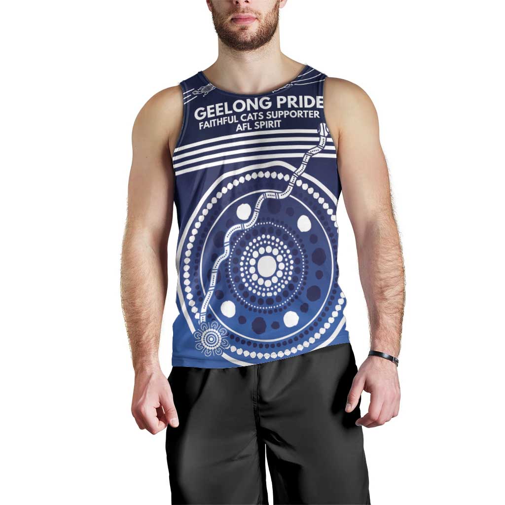 Custom Geelong Pride Men Tank Top On the Road to Glory Indigenous Aboriginal - Aussie Hoodie