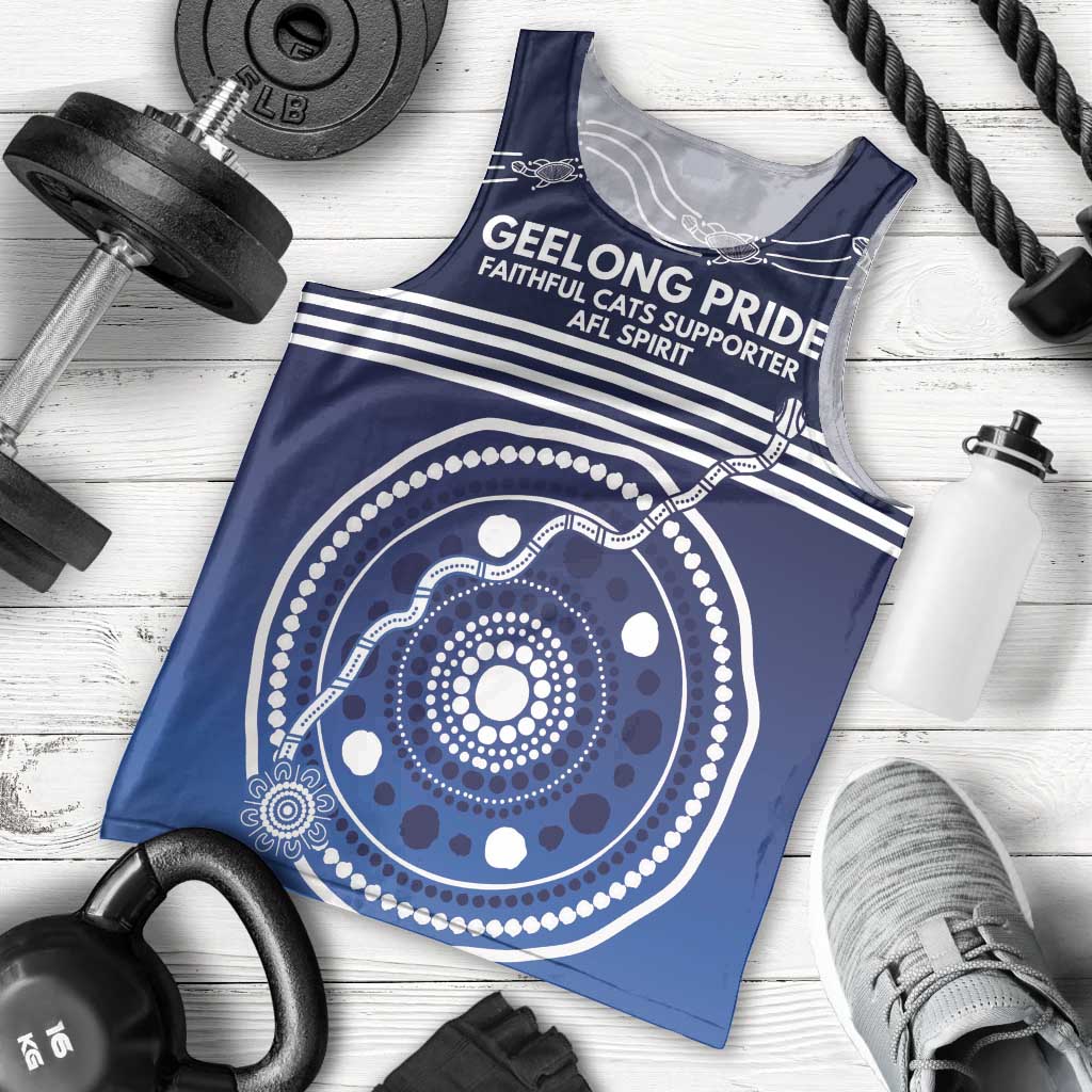 Custom Geelong Pride Men Tank Top On the Road to Glory Indigenous Aboriginal - Aussie Hoodie