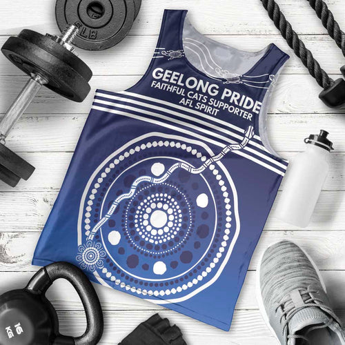 Custom Geelong Pride Men Tank Top On the Road to Glory Indigenous Aboriginal - Aussie Hoodie