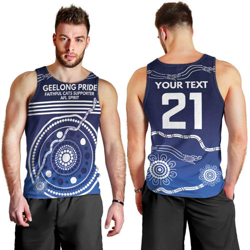 Custom Geelong Pride Men Tank Top On the Road to Glory Indigenous Aboriginal - Aussie Hoodie
