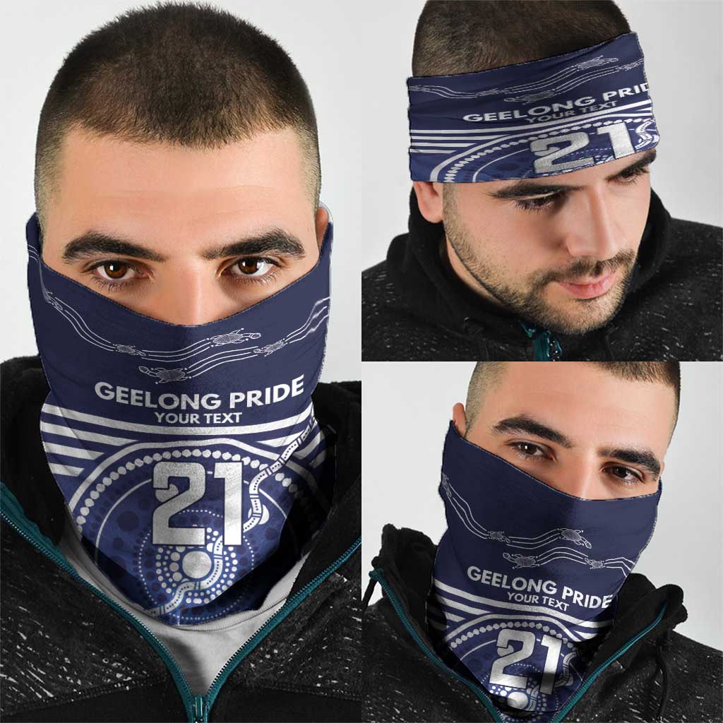 Custom Geelong Pride Neck Gaiter On the Road to Glory Indigenous Aboriginal - Aussie Hoodie