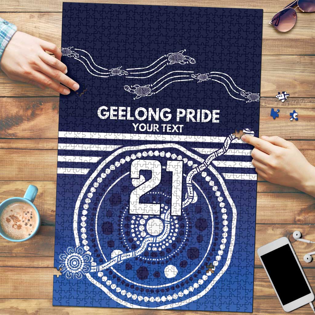 Custom Geelong Pride Puzzle On the Road to Glory Indigenous Aboriginal - Aussie Hoodie