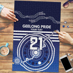 Custom Geelong Pride Puzzle On the Road to Glory Indigenous Aboriginal - Aussie Hoodie