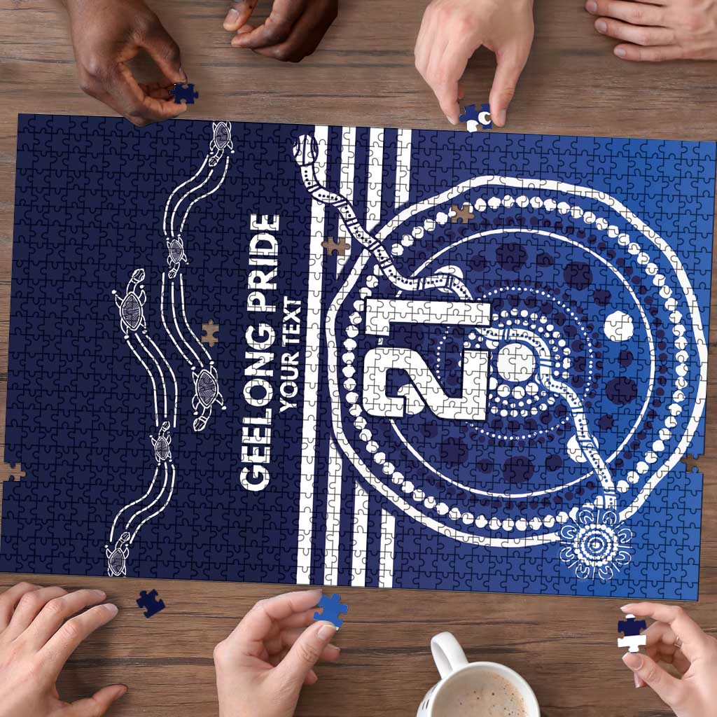 Custom Geelong Pride Puzzle On the Road to Glory Indigenous Aboriginal - Aussie Hoodie