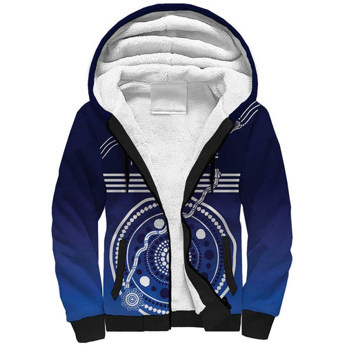 Custom Geelong Pride Sherpa Hoodie On the Road to Glory Indigenous Aboriginal - Aussie Hoodie