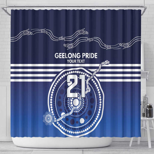 Custom Geelong Pride Shower Curtain On the Road to Glory Indigenous Aboriginal - Aussie Hoodie
