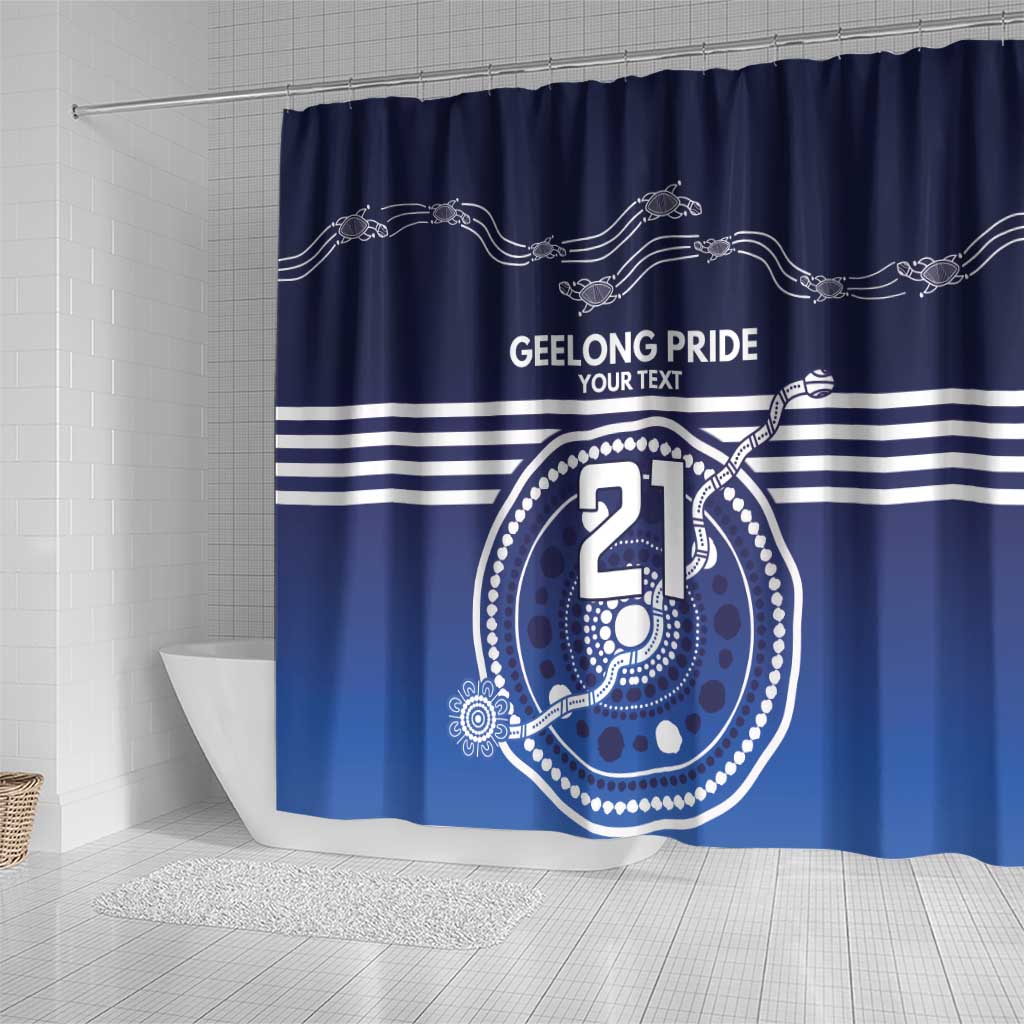 Custom Geelong Pride Shower Curtain On the Road to Glory Indigenous Aboriginal - Aussie Hoodie
